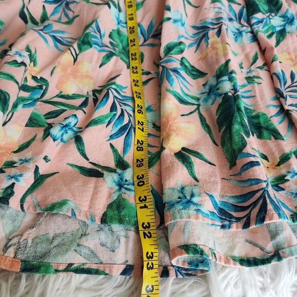 WOMAN WITHIN Linen Maxi Midi Skirt Womens 18 / 20 Large Tropical Florals Pull On - Picture 7 of 14